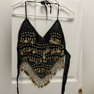 Black and Gold Coin Embellished Women's Top